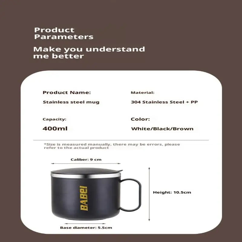 304 Stainless Steel Vacuum Thermal Mug 400ml with Lid