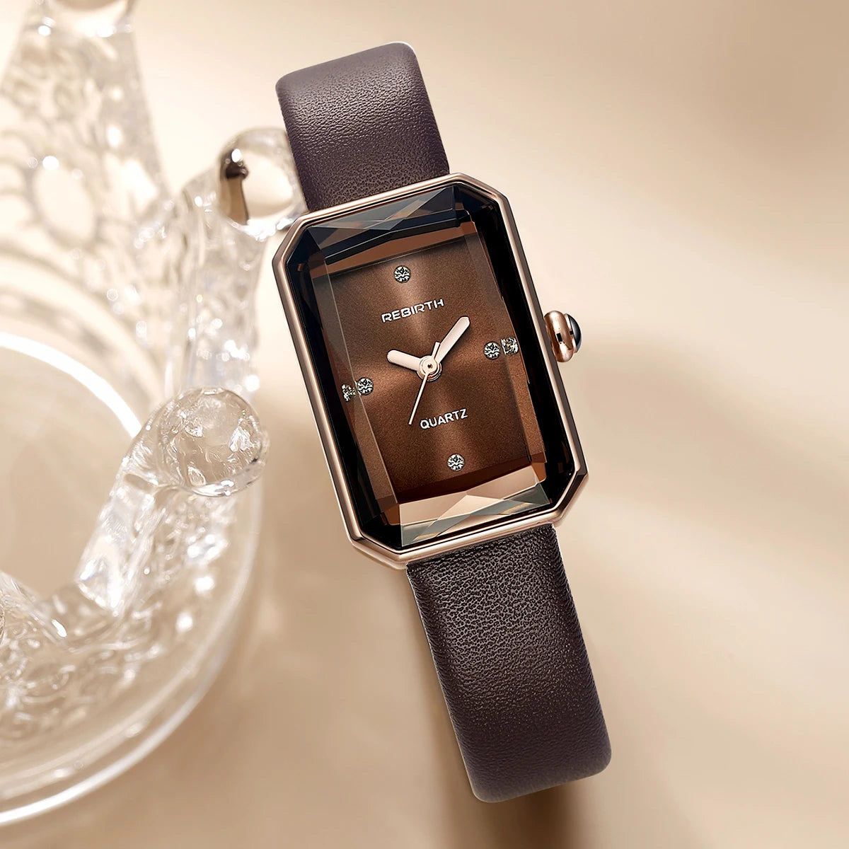 REBIRTH Retro Elegant Leather Quartz Watch | Rectangle Dial