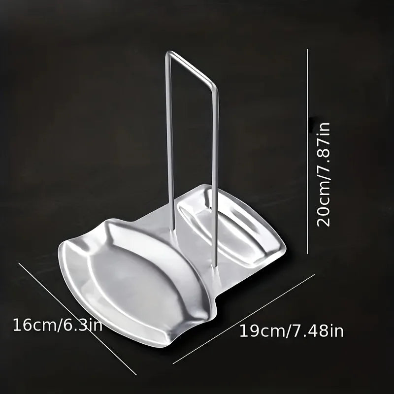 Stainless Steel Pot Lid Holder & Spoon Rest with Drip Tray Pot Lid Holder Nixie 1PC