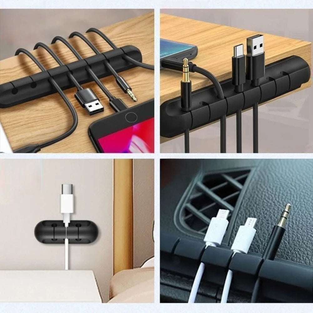 2PCS Self-Adhesive Silicone USB Cable Organizer Clips