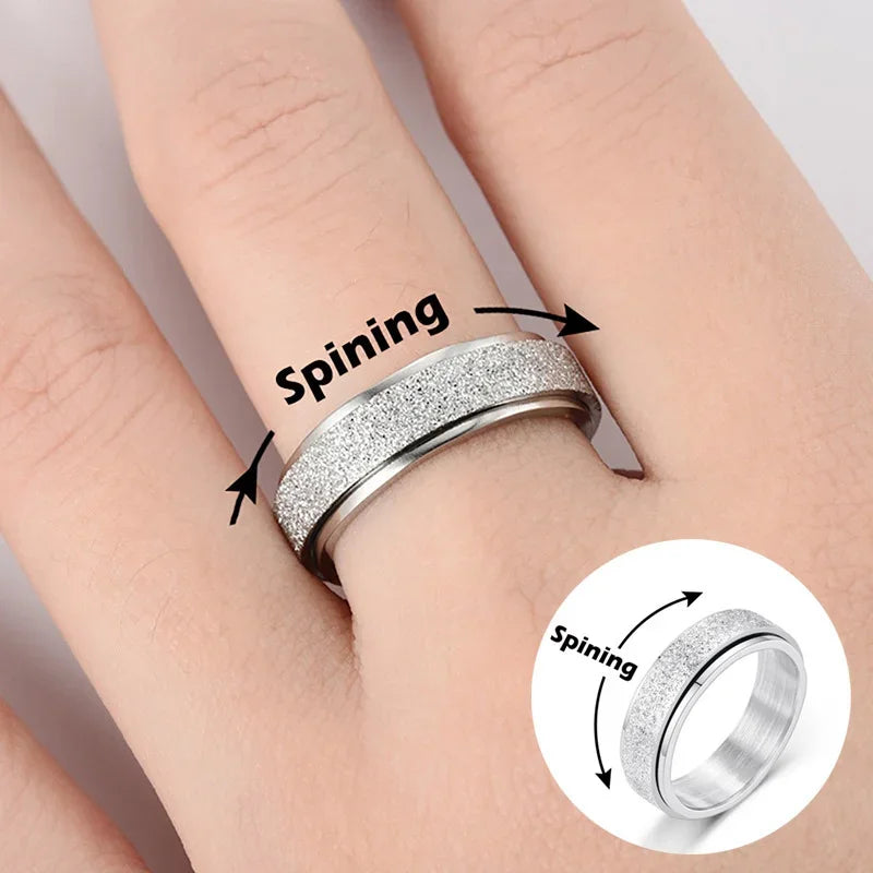 6mm Spinner Ring Stainless Steel Rotatable Band – Unisex Spinner Ring Nixie