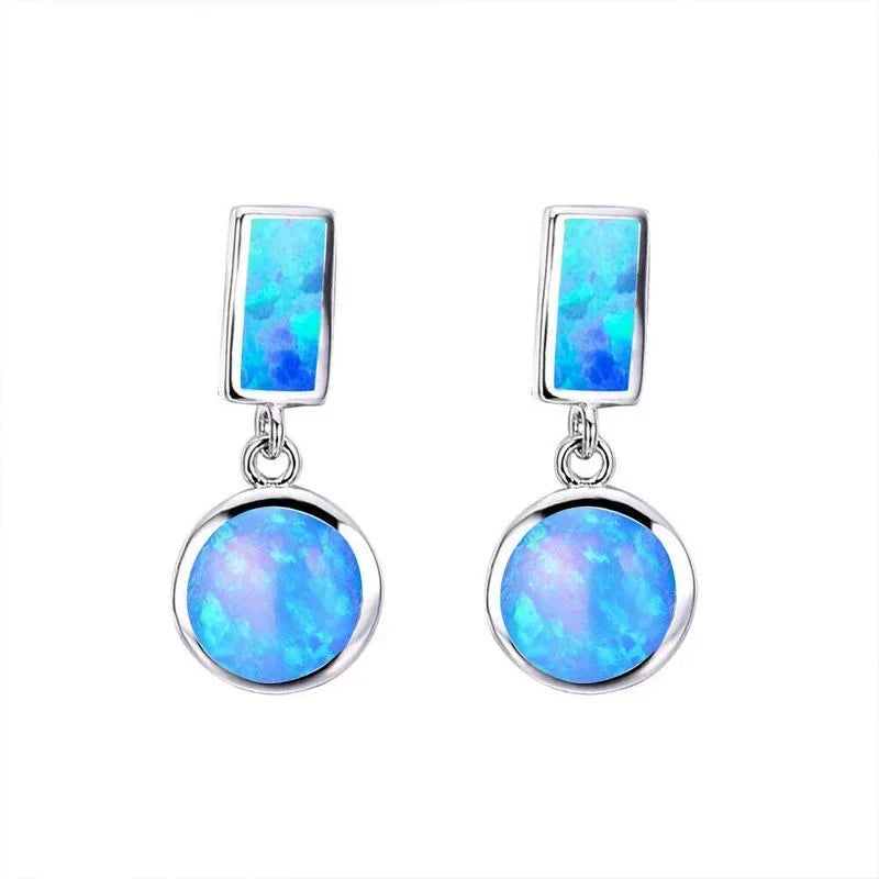 White Simulated Opal Stud Earrings – Trendy Fashion Gift Stud Earrings Nixie