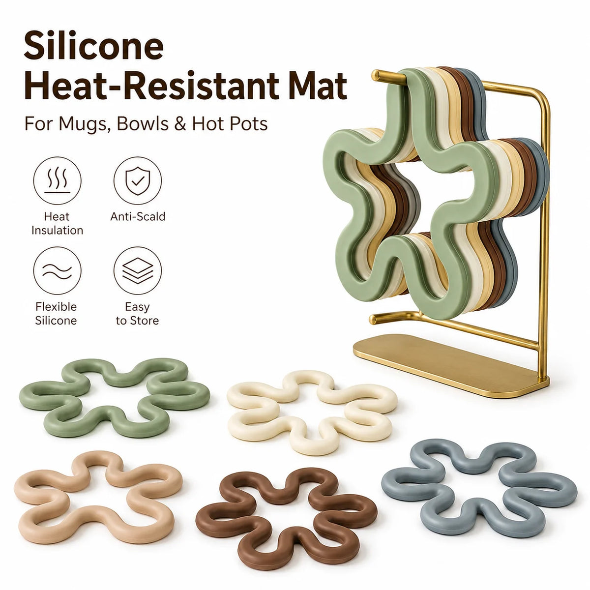 Silicone Geometric Coaster – Non-Slip Heat Resistant Drink Mat Silicone Coaster Nixie