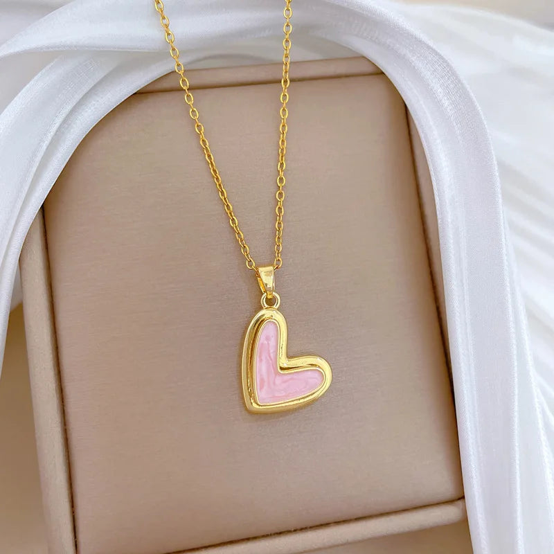 Luxury Heart Pendant Necklace | Gold Stainless Steel Choker Pendant Necklace Nixie