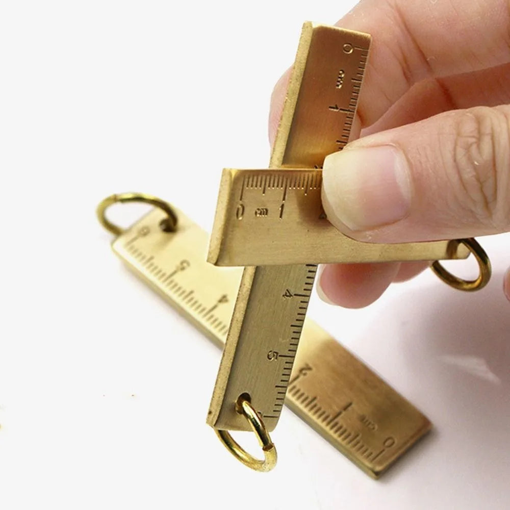 6cm Mini Brass Ruler Keychain – Compact Metal Pocket Ruler Ruler Keychain Nixie