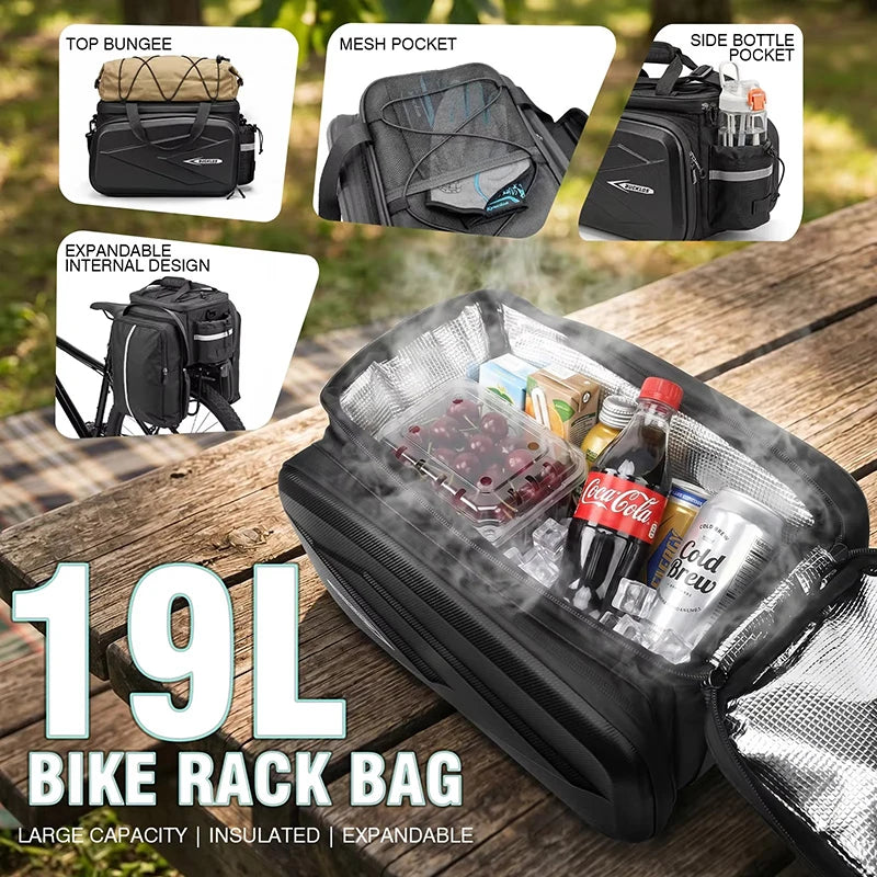 BUCKLOS 19L Bike Rear Rack Trunk Bag – Waterproof Pannier Bike Trunk Bag Nixie