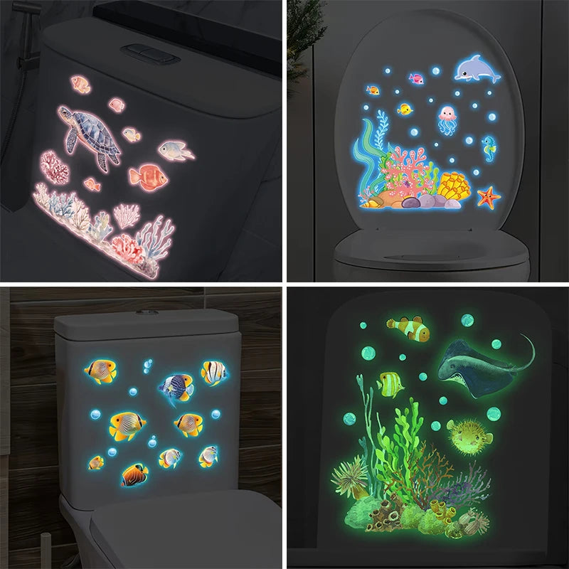 Glow-in-the-Dark Ocean Fish Toilet & Wall Sticker Décor Wall Decal Sticker Nixie