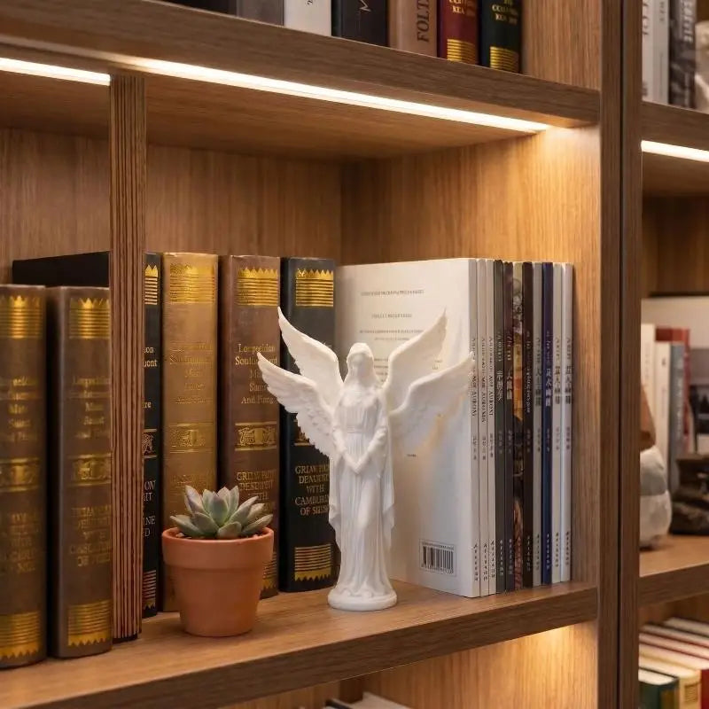 Praying Angel Figurine 3D Printed Matte White Guardian Statue Decorative Figurine Nixie