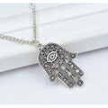 Vintage Silver Hamsa Hand of Fatima Evil Eye Pendant Necklace Pendant Necklace Nixie Silver