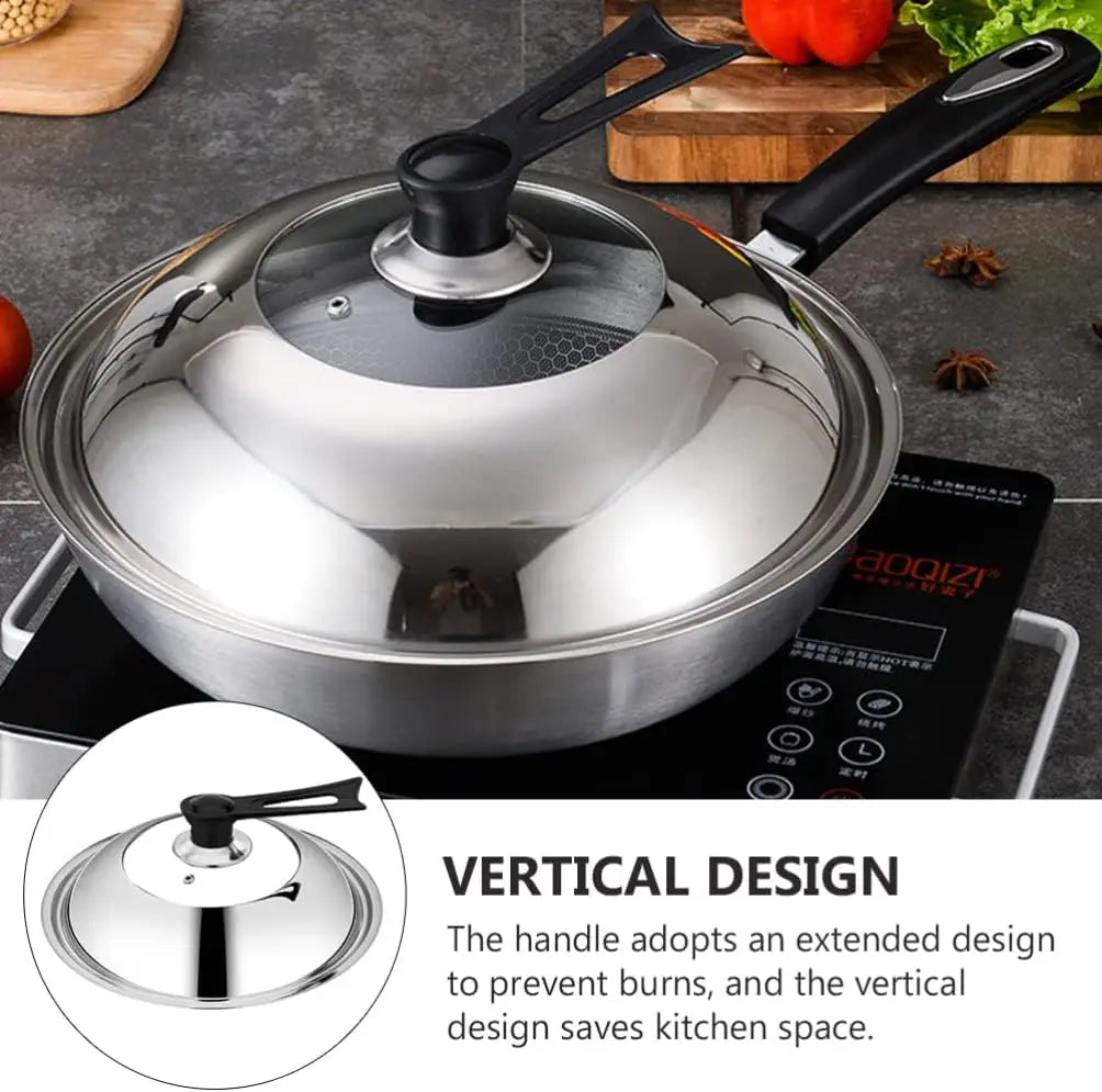Stainless Steel Wok Lid 30–36cm | Visible Glass Pot Cover Wok Pan Lid Nixie