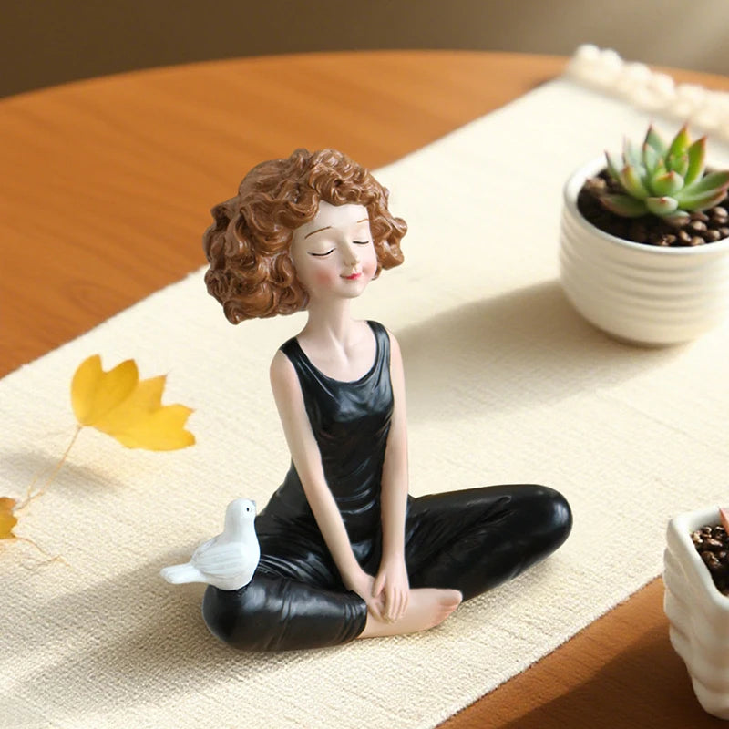 Yoga Girl Resin Figurine – Meditation Statue Desk Ornament Resin Yoga Figurine Nixie