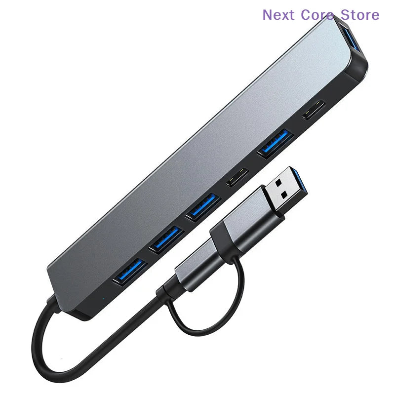 7-in-2 USB Hub Docking Station – USB-C, 3.0 & TF Card Reader USB Hub Docking Station Nixie