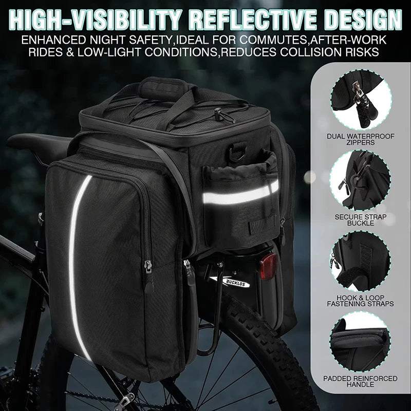 BUCKLOS 19L Bike Rear Rack Trunk Bag – Waterproof Pannier Bike Trunk Bag Nixie
