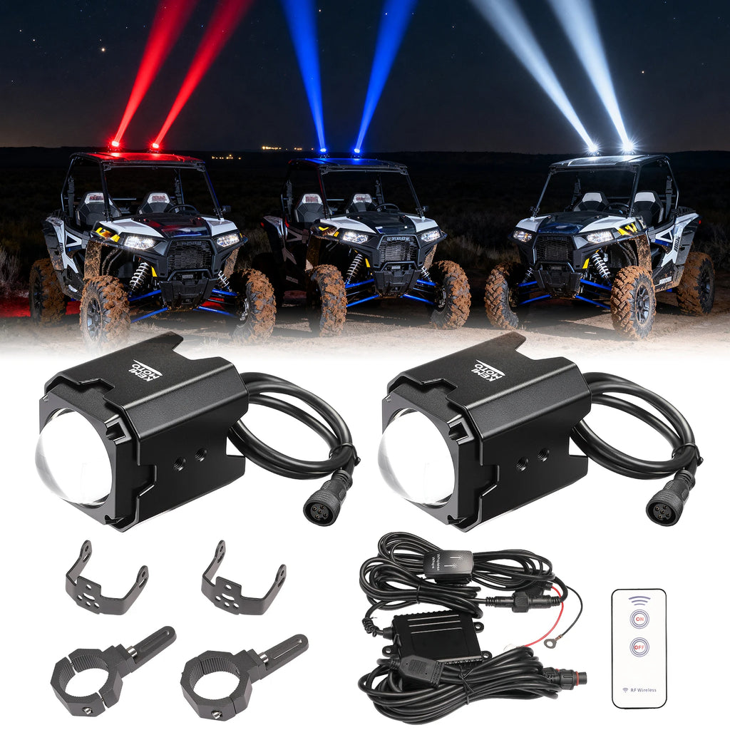 KEMIMOTO 50mm Multi-Color LED Whipless Whip Lights UTV Roll Cage UTV LED Whip Lights Nixie