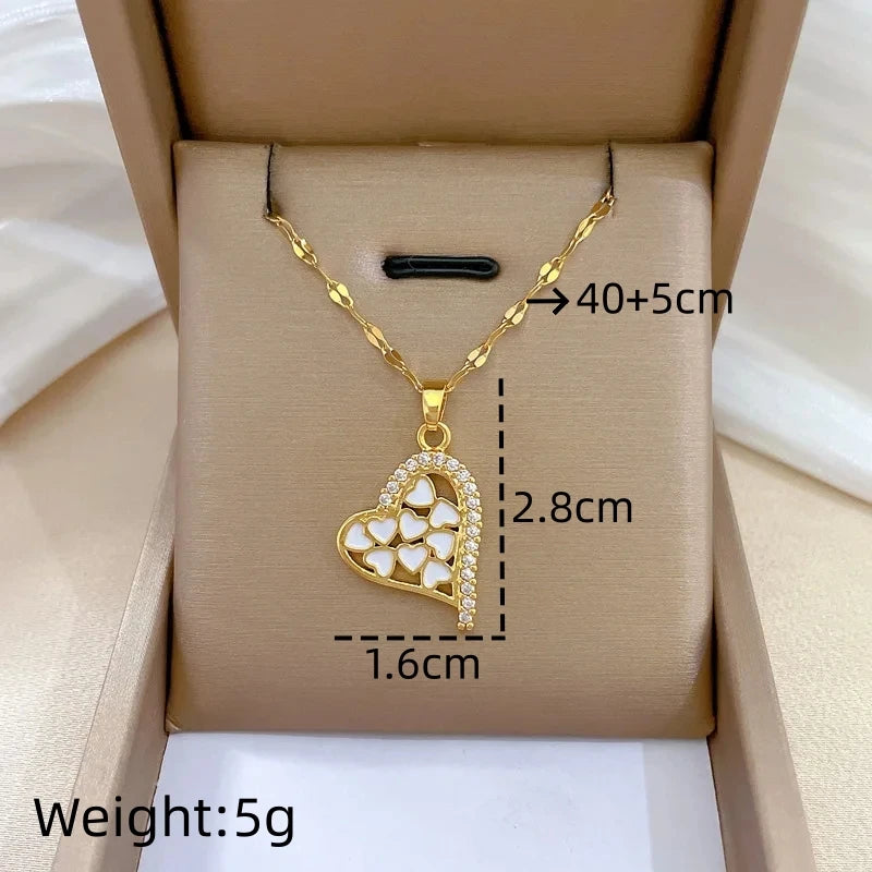 Women's Gold Heart Pendant Necklace – Stainless Steel Choker Pendant Necklace Nixie XL2606-563