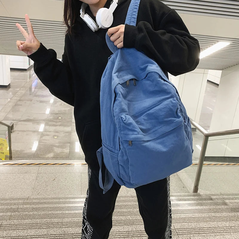 Vintage Canvas Backpack Y2K Preppy Laptop Travel Bag Unisex Canvas Backpack Nixie