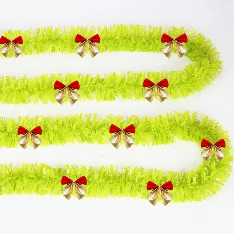 2M Neon Flower Wreath UV Glow Party Decoration 80s 90s Party Decoration Garland Nixie 12PCS red Gold bows