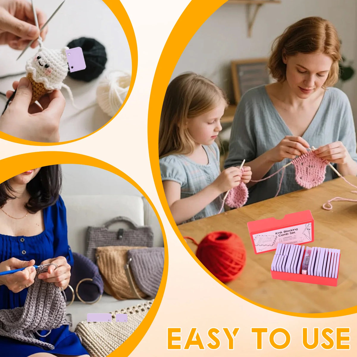 Knit Blocking Comb Set – 57 Pcs with T-Pins & Measuring Tape Knitting Blocking Set Nixie