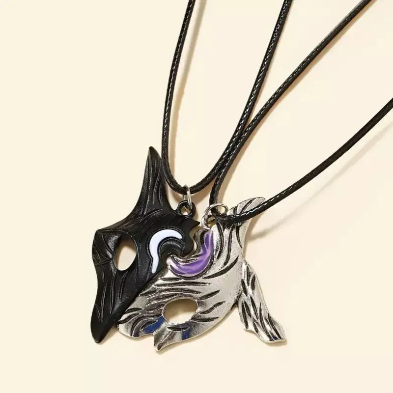 2PCS Antique Silver Couple Necklace – Sheep & Wolf Pendants Couple Pendant Necklace Nixie