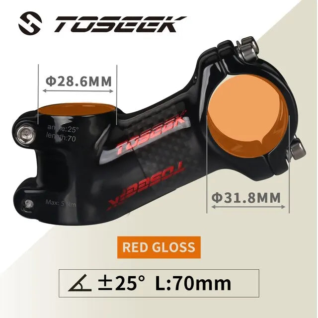 TOSEEK Carbon Aluminum MTB Stem 31.8mm | 4 Angles & Lengths