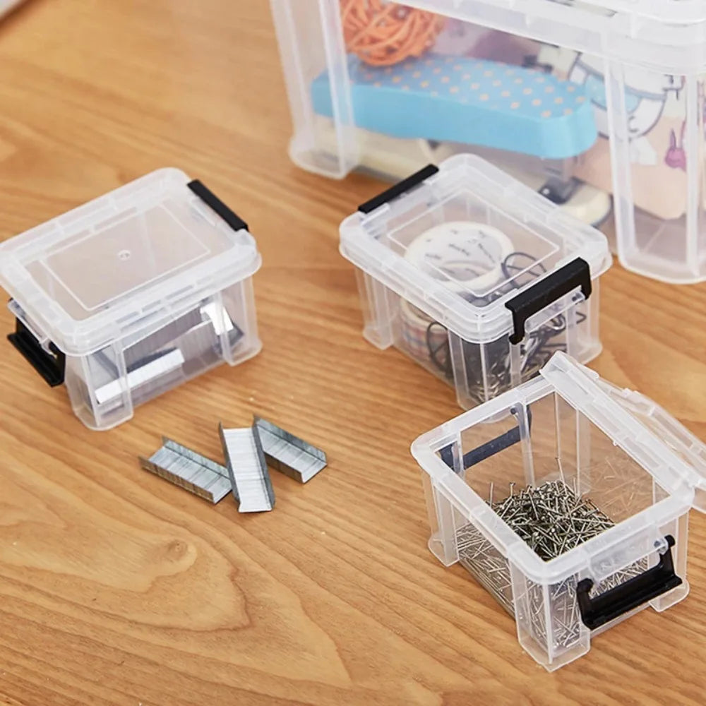 Mini Transparent Stackable Plastic Storage Box – Desktop Organizer
