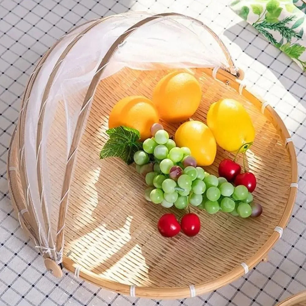 Bamboo Food Cover Basket with Anti-Mosquito Net | 3 Sizes Food Cover Basket Nixie