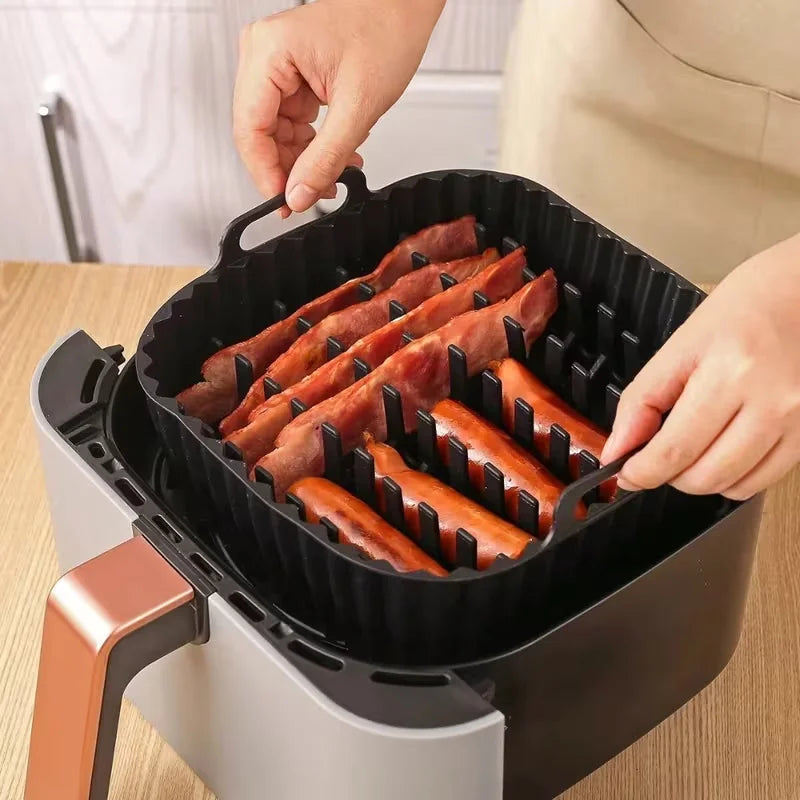 3-Piece Air Fryer Silicone Set – Liner, Bacon Rack & Muffin Tray Air Fryer Accessories Nixie