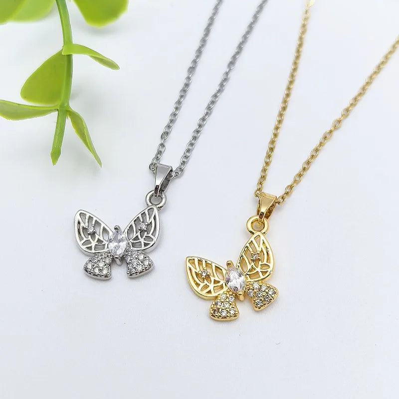 Butterfly Pendant Necklace | Stainless Steel Clavicle Chain Pendant Necklace Nixie