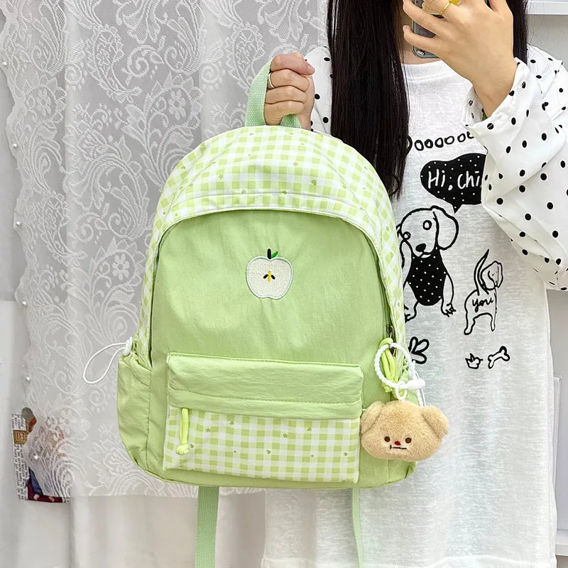 Nixie Plaid Backpack – Korean Style Teen Girls School Bag School Backpack Nixie