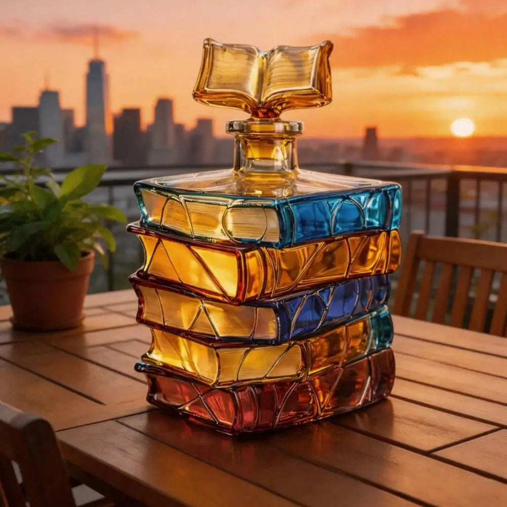 Stained Glass Book-Shaped Wine Decanter 700ml | Handcrafted Wine Decanter Nixie
