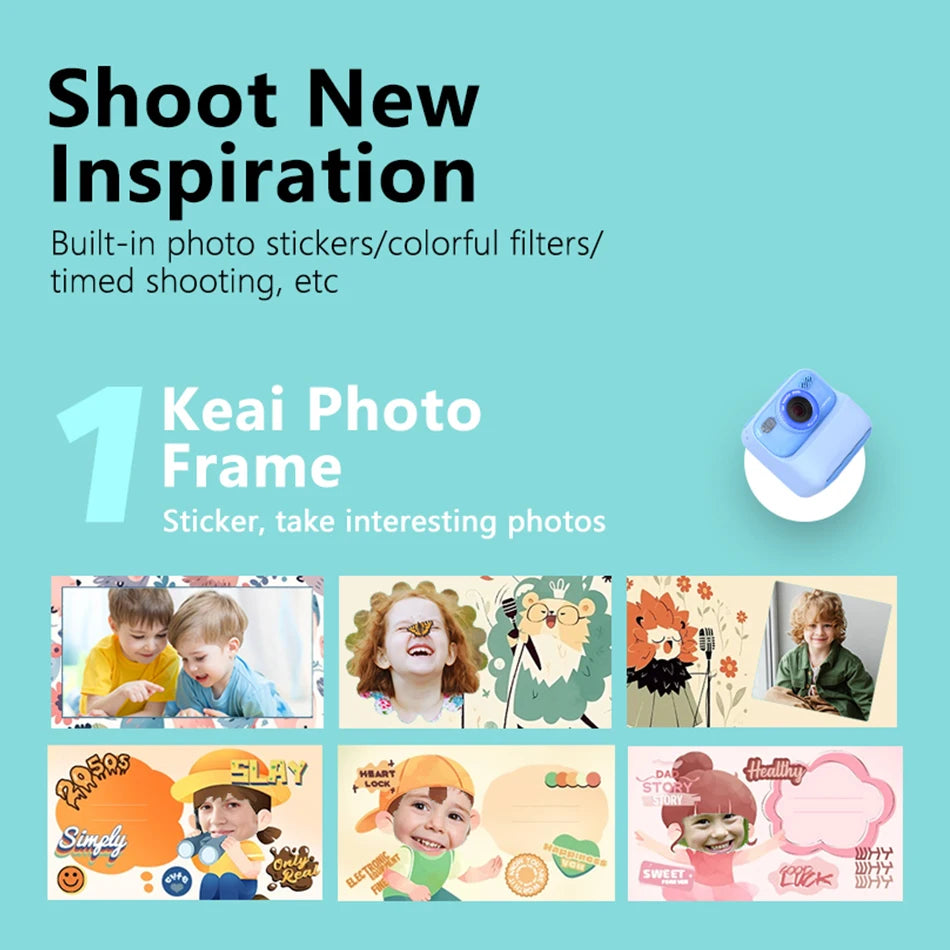 Kids Instant Print Camera 1080P HD Dual Lens Selfie Digital Kids Instant Camera Nixie