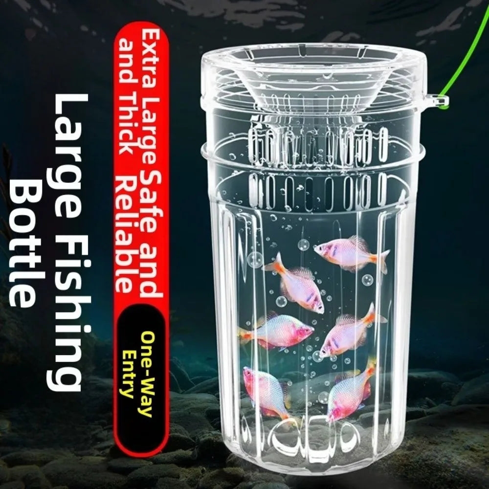 Transparent Ribbed Fishing Pail – Funnel Top Catch Bucket Fishing Pail Nixie