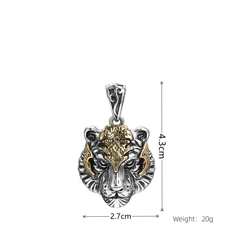 Vintage Tiger Head Pendant Necklace – Unisex Silver Style Pendant Necklace Nixie