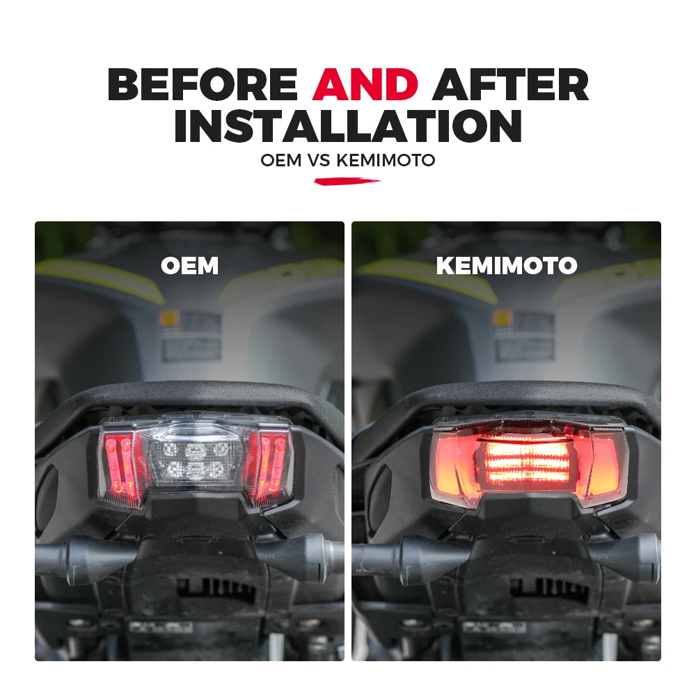 KEMITOUR MT-09 FZ-09 LED Tail Light E-Mark Integrated 2017-2020 Motorcycle LED Tail Light Nixie
