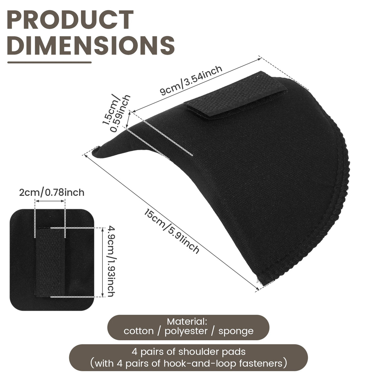 4 Pairs Sponge Shoulder Pads for Blazers, Jackets & Shirts Sewing Shoulder Pads Nixie