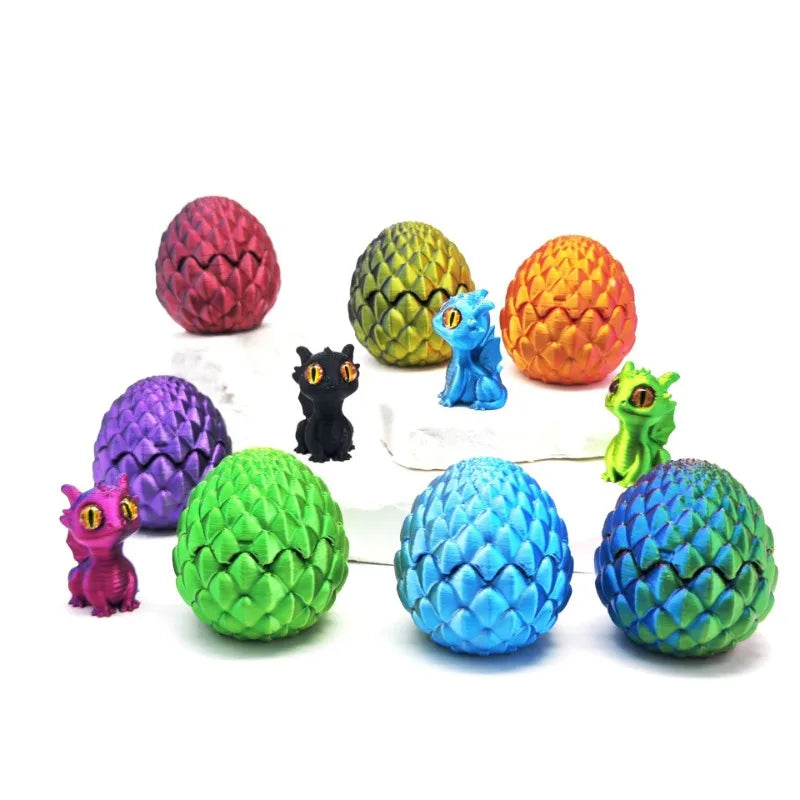 3D Printed Mini Dragon Egg Set – Articulated Flexible Toy Collectible Dragon Toy Nixie