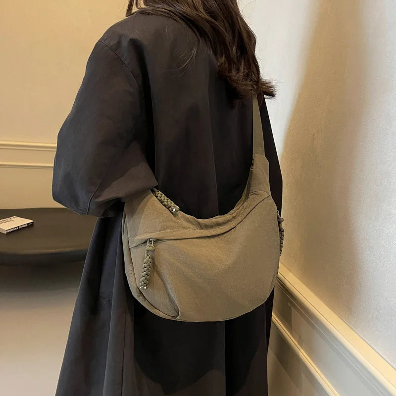 Nixie Crescent Crossbody Bag – Large Waterproof Nylon Hobo Bag Crossbody Shoulder Bag Nixie