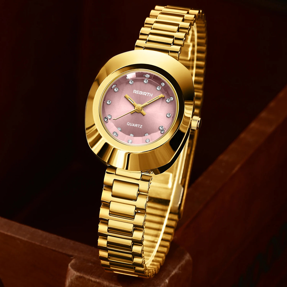 REBIRTH Casual Business Quartz Watch – Stainless Steel Band Quartz Wristwatch Nixie
