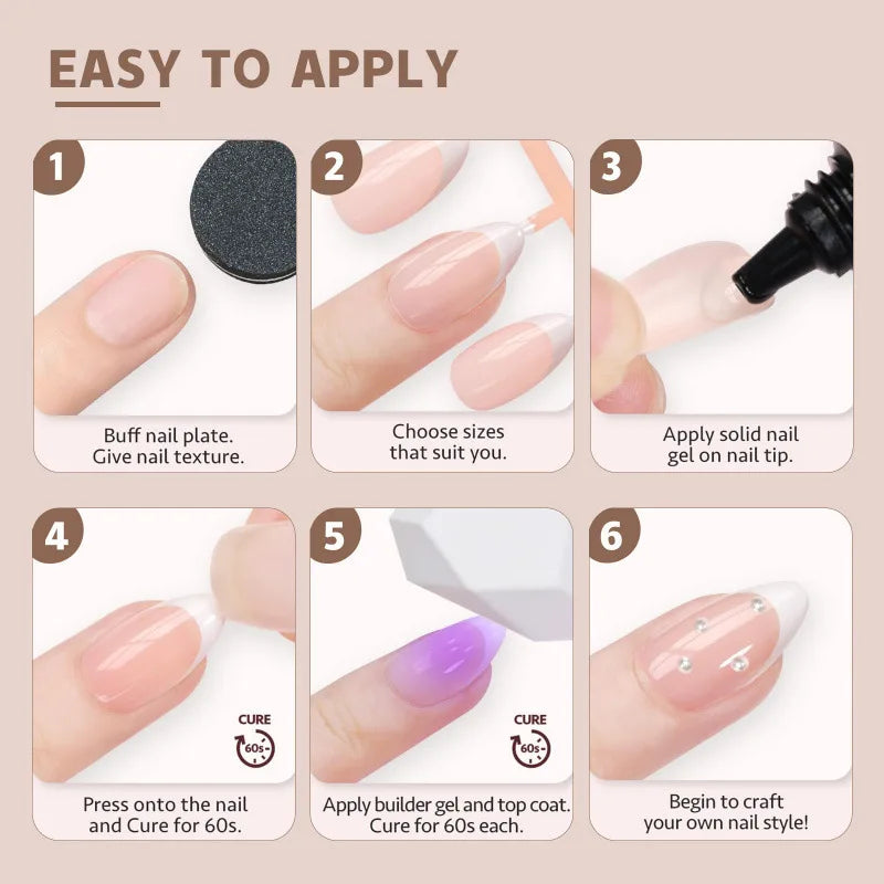 150pcs Glitter Press On Nails – Nude & White French False Nails Press On Nails Nixie