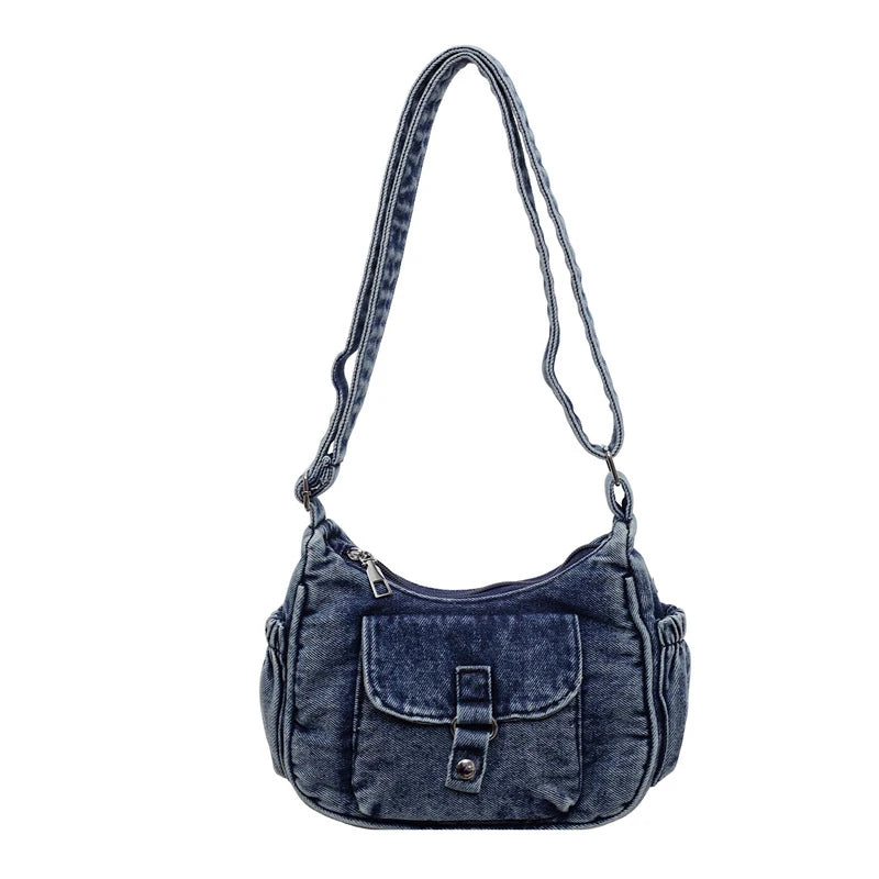 Korean Minimalist Denim Crossbody Crescent Bag for Women Denim Crossbody Bag Nixie