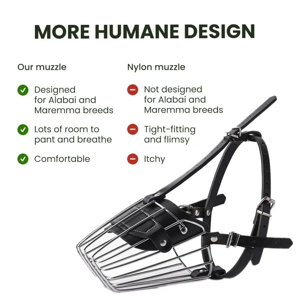 Iron Frame Large Dog Muzzle – Breathable & Adjustable Dog Muzzle Nixie