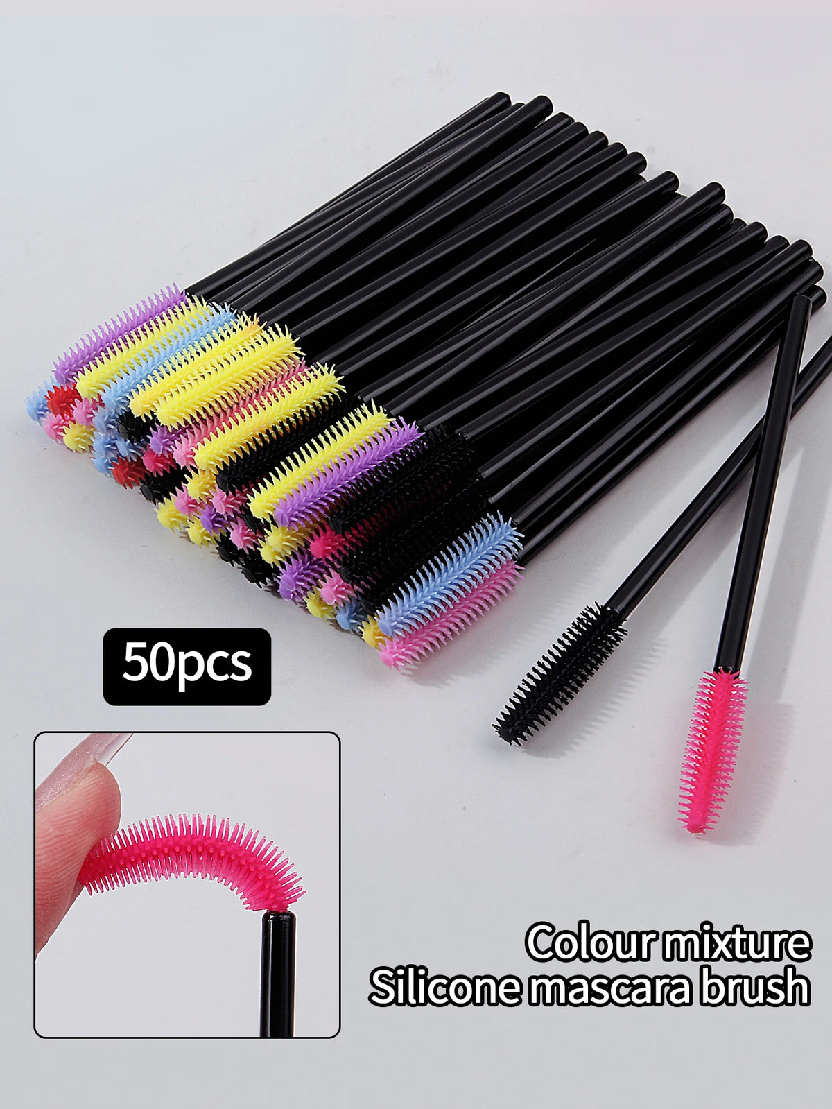 50PCS Silicone Mascara Brush Set – Eyelash Comb & Eyebrow Wand Mascara Brush Set Nixie