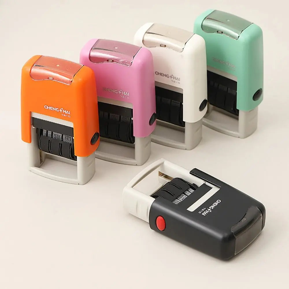 Adjustable Self-Inking Date Stamp – Day Month Year Multicolor