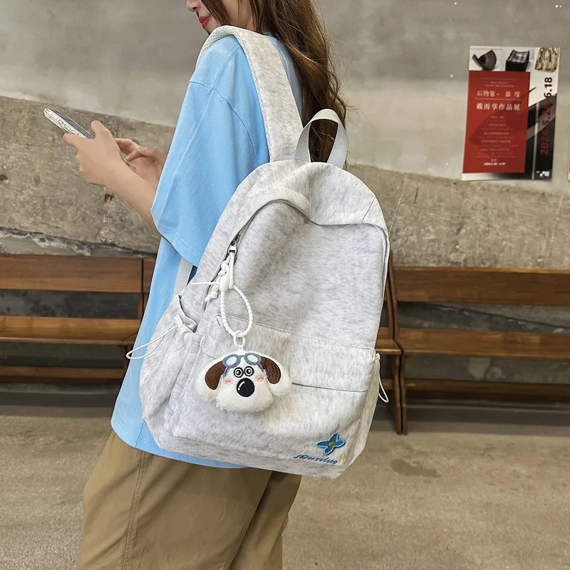 Japanese Snowflake Embroidered Canvas Backpack | Aesthetic Bag Embroidered Canvas Backpack Nixie