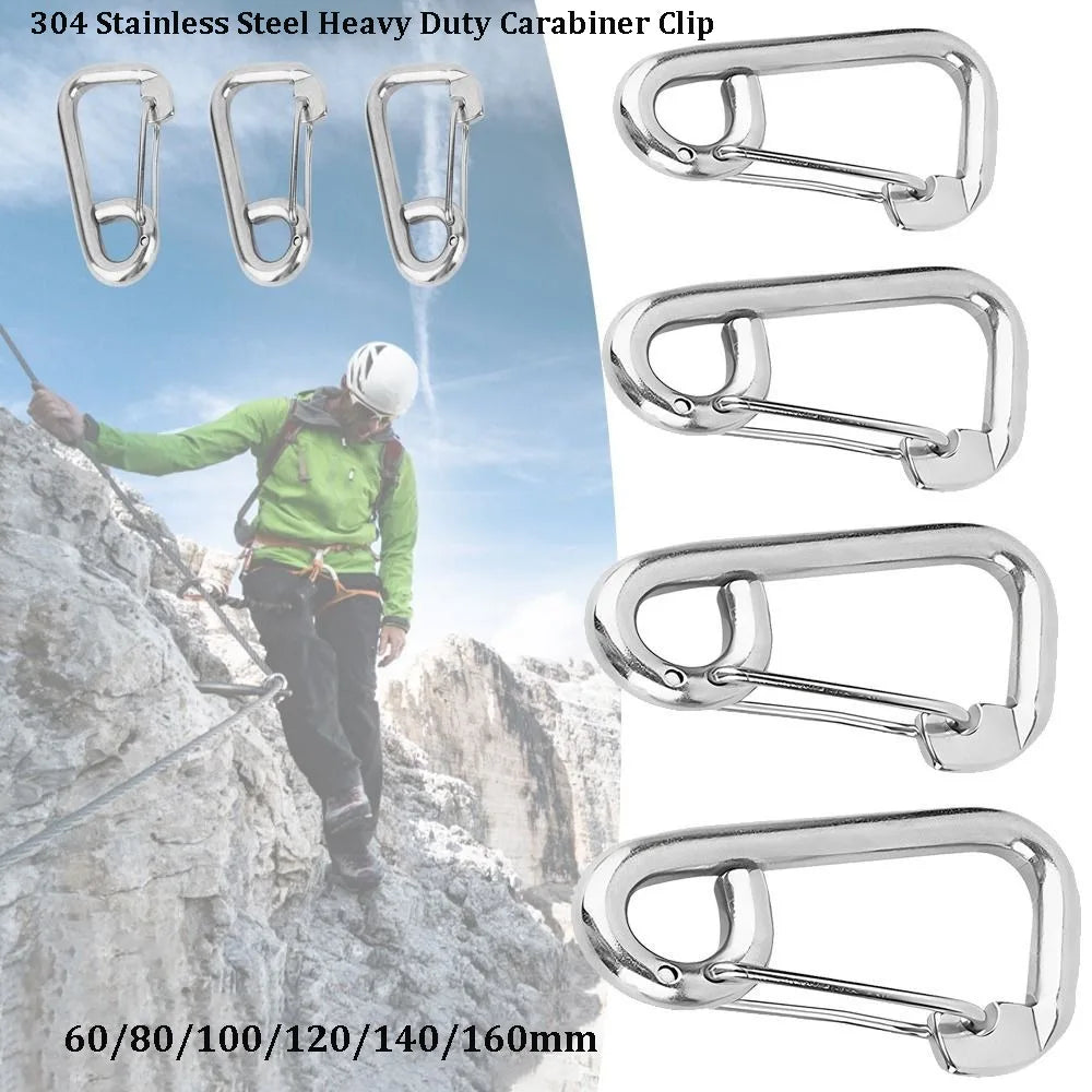 Heavy Duty 304 Stainless Steel Carabiner Clip – 6 Sizes