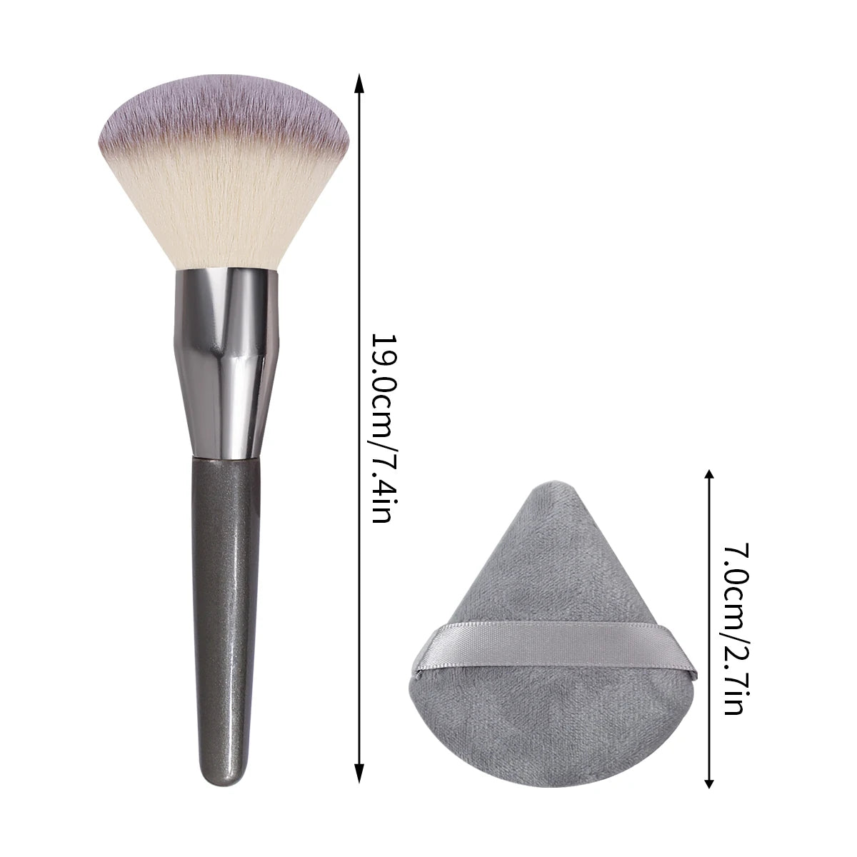 Extra-Large Powder Blush Brush + 2 Triangular Puffs – Nixie