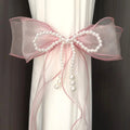 2pcs Silk Bow Curtain Tiebacks – White Decorative Straps