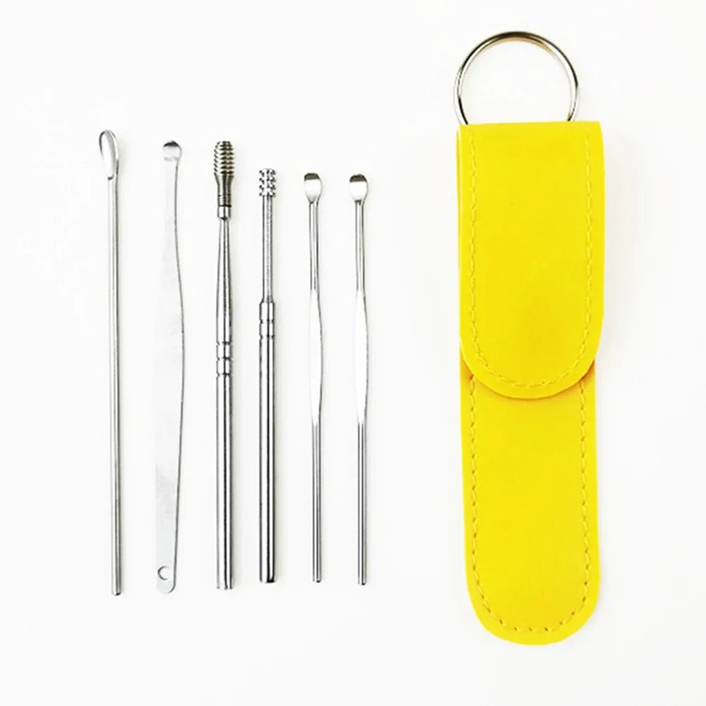 6-Piece Stainless Steel Ear Wax Removal Tool Set Ear Cleaning Tool Nixie