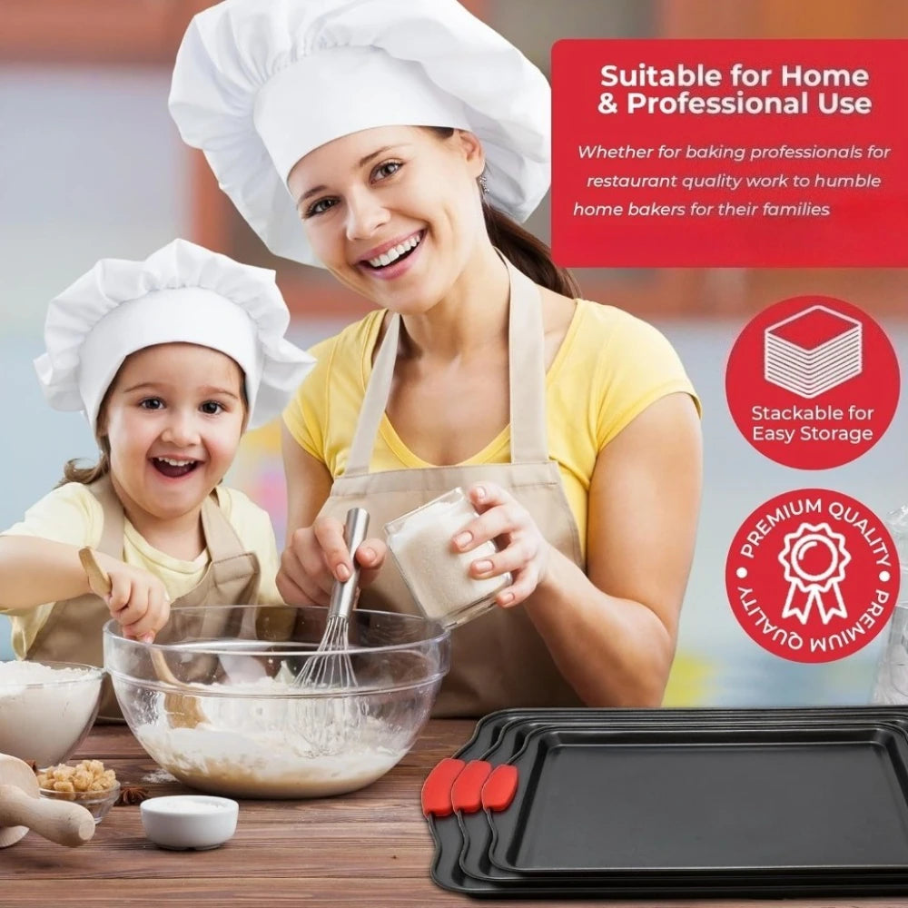 Nonstick Carbon Steel Baking Pan Set with Silicone Handles