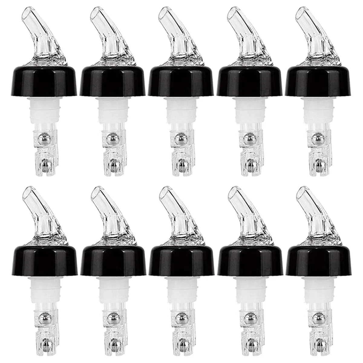 12-Pack Stainless Steel Bottle Pourers with Caps | Bar & Kitchen Bottle Pour Spouts Nixie 10Pcs Style 3